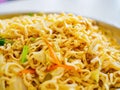 Close up shot of fried instant noodle