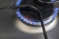 Close up shot of the gas burner from the gas cooker. Household