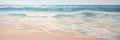 A close-up shot of gentle waves caressing the shore on a pristine sandy beach Royalty Free Stock Photo