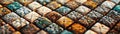 A Closeup Shot of a Geometric ethnic tessellations interlocking diverse tiles Royalty Free Stock Photo
