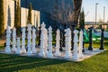 Close up shot of giant chess mate