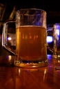 Close up shot of glass of beer on a blurry pub background. Selective focus Royalty Free Stock Photo