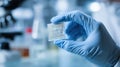 gloved hand holding microchip lab Royalty Free Stock Photo