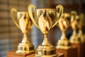 close-up shot of gold trophys detail Royalty Free Stock Photo