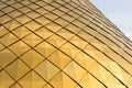 Close up of a golden dome of a church, cathedral or mosque. Background metal yellow rectangle pattern Royalty Free Stock Photo