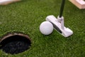 Close up shot of golf putt. Golf concept image Royalty Free Stock Photo