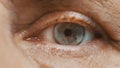 Close up shot of green eye from a elderly woman after cataract surgery