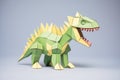 close-up shot of green modular origami dinosaur