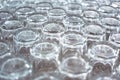 Close-up shot of a group of a glass of water was laid up preparing for use.