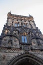 Close up shot of guard tower in Prague city Royalty Free Stock Photo