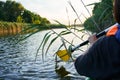 Close up shot of guy in kayak Royalty Free Stock Photo