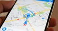 Smartphone Navigation App with GPS Route Royalty Free Stock Photo