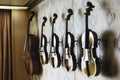 Close Up Shot Of Handmade Violins And Violas