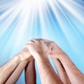 hands and lightbeams Royalty Free Stock Photo