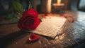 A handwritten love letter placed on a vintage desk