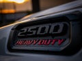 Close-up shot of the 2500 Heavy Duty badge on a 2019 Ram Power Wagon off-road truck Royalty Free Stock Photo