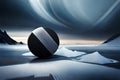 A close-up shot of a hockey puck gliding across the ice, surrounded by ice shavings
