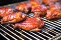 close up shot of honey bbq chicken wing with visible grill marks Royalty Free Stock Photo