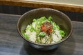 Close up shot of Japanese style Mentaiko rice