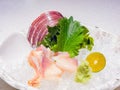 Close up shot of Japnese Hokkigai Clam Sashimi