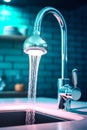 Close up shot of a kitchen water tap with water droplets dripping Royalty Free Stock Photo