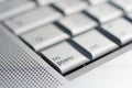 Close up shot of a laptop keyboard with a `no power` key in focus Royalty Free Stock Photo