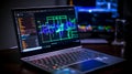 Nighttime Data Analysis on Laptop Screen Royalty Free Stock Photo