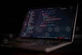 Close-up shot of a laptop screen displaying JavaScript code in Visual Studio Code editor, representing modern software development Royalty Free Stock Photo