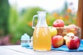 close-up shot of large glass container of apple cider vinegar Royalty Free Stock Photo