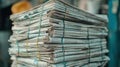 Stack of Newspapers Indian Media Information News Print Recycle Bundled Royalty Free Stock Photo