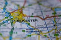 Leicester on map Royalty Free Stock Photo