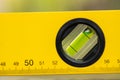 Shot of a level tool , yellow block level with bubble clipping path included.