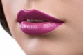 Close up shot of the lips of a woman wearing lipstick or lip glo Royalty Free Stock Photo