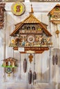 Close up shot of a luxury wooden cuckoo clock