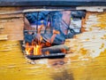 Close up shot of man grilling  food Royalty Free Stock Photo