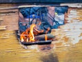 Close up shot of man grilling  food Royalty Free Stock Photo