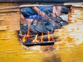 Close up shot of man grilling  food Royalty Free Stock Photo