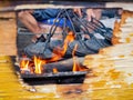 Close up shot of man grilling  food Royalty Free Stock Photo