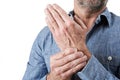Close Up Shot Of Man Suffering With Repetitive Strain Injury Royalty Free Stock Photo