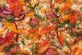 Close-up shot of mexican pizza. Tasty italian food. Royalty Free Stock Photo