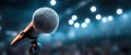 Close-up Microphone on Stage with Bokeh Lights Royalty Free Stock Photo