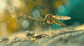 A close-up shot of a mosquito perched on a rock Royalty Free Stock Photo