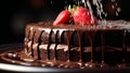 Tempting Indulgence: Close-Up of Semisweet Chocolate Ganache on Decadent Cake
