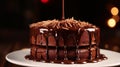 Tempting Indulgence: Close-Up of Semisweet Chocolate Ganache on Decadent Cake