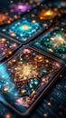 A Closeup Shot of a Neon diversity oracle cards diverse divinatory decks Royalty Free Stock Photo