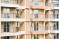 Close up shot for a new residential building with Geometric patterned balconies