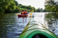 Close up shot of nose of kayak