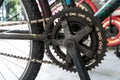 Close-up shot of old rusty bicycle backlash.