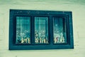 Close up shot of old wooden hut window.Vlkolinec,traditional settlement village in the mountains. Royalty Free Stock Photo