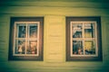 Close up shot of old wooden hut window.Vlkolinec,traditional settlement village in the mountains. Royalty Free Stock Photo